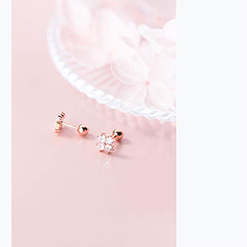 20G Cartilage Tragus Helix Stud Earrings Sterling Silver Rose Gold Dainty Cz Cubic Zirconia Crystal Flower Barbell Labret Studs Ear Piercing Christmas Gifts Fashion Jewelry For Women Girls #TOP4