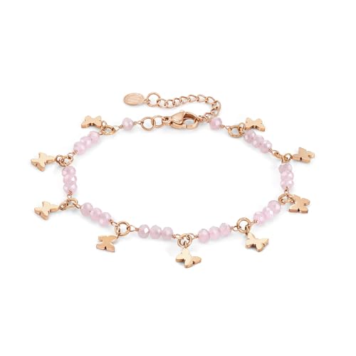 DESIGN MODERNO ED ELEGANTE: Bracciale Nomination Mon Amour in acciaio e cristalli con placcatura oro rosa, resistente e luminoso nel tempo. Un gioiello raffinato che esalta eleganza e femminilità, perfetto per ogni occasione.