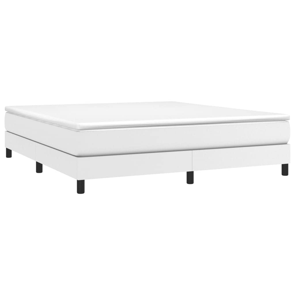 vidaXL Box Spring King Bed Frame in Faux Leather White Sturdy Construction 76x79 9 Compatible