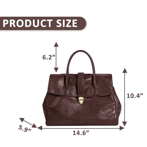 Bolso Tote para Mujer Cuero Vintage Marrón miniatura 4