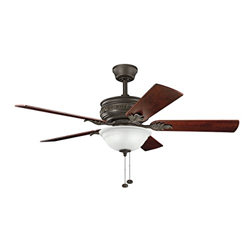 Kichler 300158SNB Athens 52-Inch Ceiling Fan, Satin Natural Bronze Finish with Reversible Walnut/Lipplewood Blades and Etched Opal Light Kit