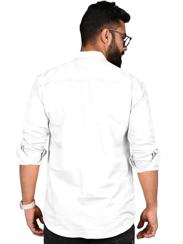 Image of ROYALSCOUT Men Cotton Blend Short Kurta with Mandarin Collar and Button Placket | Full Sleeve Regular Fit Ethnic Wear for Casual and Festive Use