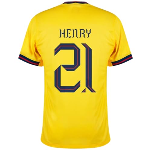 Club Mexico America Henry #9,Zendejas #10,Fidalgo #8 Men’s Soccer Jersey Fan Edition–Short Sleeve Shirt – Home & Away 2025/26 (US, Alpha, Small, Regular, Regular, Yellow 2024 / Henry #21)