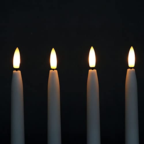 Image of Fanna Flameless Taper Candles with Timer, Battery Operated Led Candle Sticks Real Wax Finished, Remote and Batteries Included - H 11 inch Set of 4 (White)