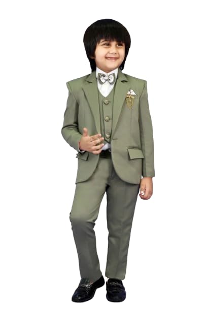 5 Piece Suit for Kids - Complete Set with Shirt, Pants, Waistcoat, Bow Tie, and Coat Ideal for Wedding and Birthdays and S... - Review, Price and Buying Guide