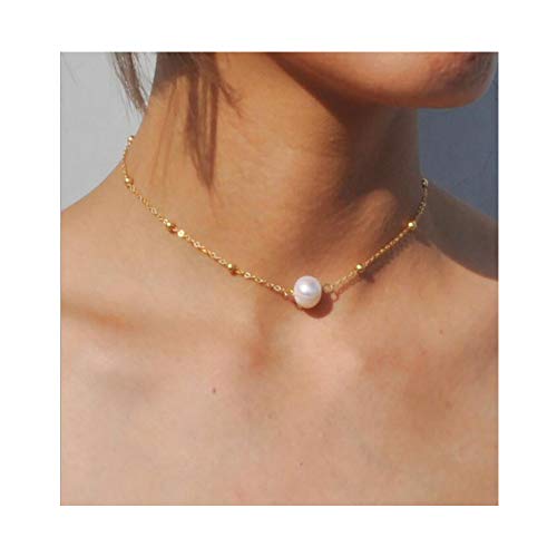 Preisvergleich Produktbild Anglacesmade Bohemia Choker-Halskette mit Perlenanhänger, zierliche Stationskette, Bohemia Schmuck für Frauen und Mädchen (Silber)