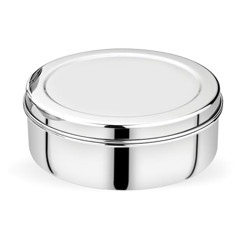 Image of Vinod Stainless Steel Puri Dabba | 2100ml Capacity, 21cm Diameter | Multipurpose Stainless Steel Flat Storage Container for Puri, Snacks, Dry Food, Tiffin & Travel Use