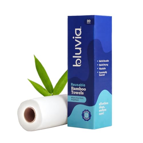 Image of BLUVIA Bamboo Reusable Kitchen Towels | 2000 Times Washable | Soft Absorbent, Quick-Dry Cleaning Cloth | Long-Lasting Multipurpose Eco Wipes Towels for Kitchen & Home (Pack of 1) 20 Sheets