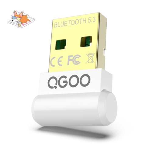 USB Bluetooth Adapter for PC - QGOO Bluetooth Dongle 5.3 EDR, Wireless Bluetooth Receiver for Desktop Computer Laptop Bluetooth Windows 8.1/10/11?white-067?