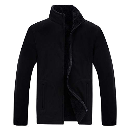 Gatti Men's Fleece Jacket Full Zip Outdoor Fleece Outwear Sport Sweatshirt for Fall Winter Spring M Black