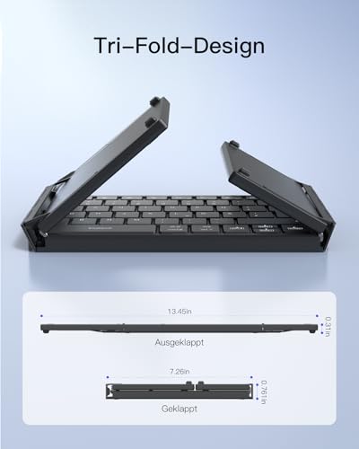 Inateck kompakte Mini-Bluetooth-Tastatur mit Touchpad – Ansicht 2