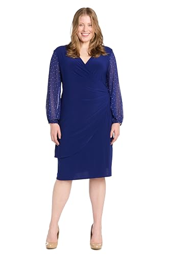 Image of Elegant Mini Cocktail Dress W /Sheer Rhinestone Balloon Sleeves