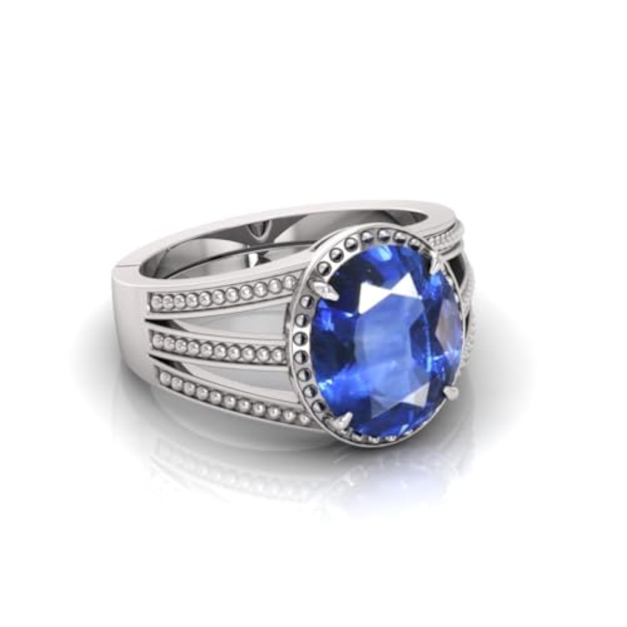 7.25 Ratti Blue Sapphire Adjustable Ring, Certified Gemstone