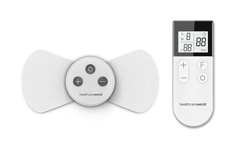 Dispositivo inalámbrico TENS para aliviar el dolor | Estimulador nervioso y muscular para el tratamiento del dolor | 15 modos y 16 niveles de intensidad | 2 almohadillas de electrodo inalámbricas