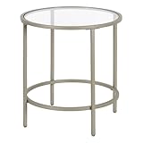 Henn&Hart 20' Wide Round Side Table in Satin Nickel, Table for Living Room, Bedroom