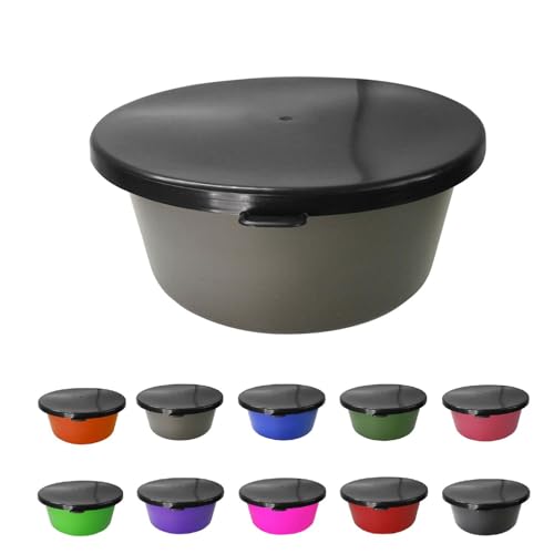 NETPROSHOP 5 Liter Futterschüssel mit Schwarzem Deckel Müsli Schale groß Lebensmittelecht, Farbe:Anthrazit