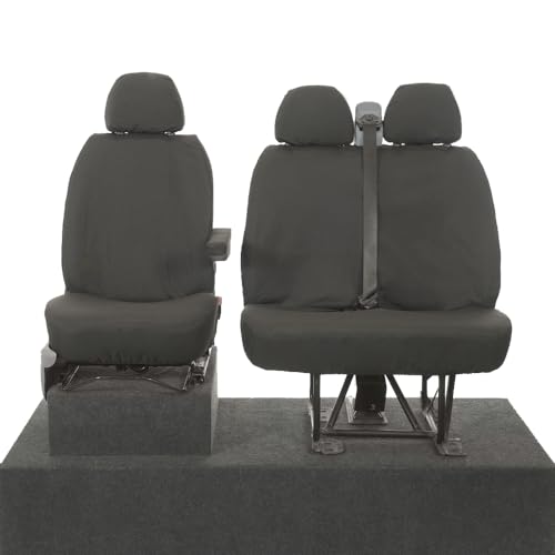 UK Custom Covers SC239B Tailored Heavy Duty Waterproof Front Seat Covers (NO Split Passenger Seat) Black - Fits Ford Transit Van MK7 2007-2013