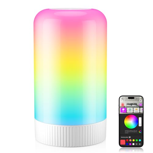 RGBICWW Smart Table Lamp, Touch Bedside Lamp with App...