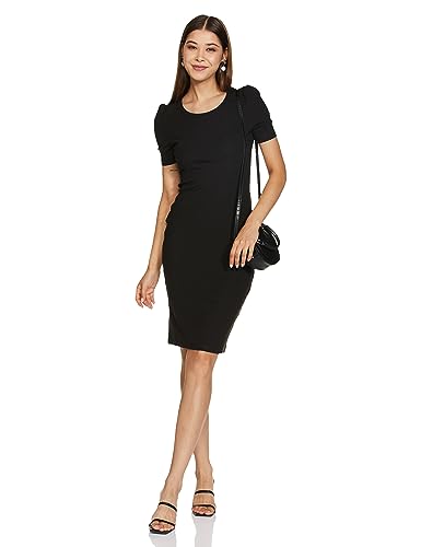 Image of Amazon Brand - Symbol Women's Rib One Piece Knee-Length Bodycon Dress (Available in Plus Sizes)