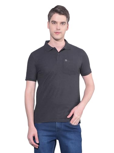 Image of Dollar Men's Pack of 1 Solid Cotton Blend Polo Neck T-Shirt