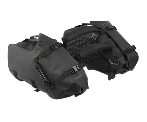 ALZZTUND Bolsa Equipaje Moto Alforjas Laterales Universales para Motocicleta, 18, 28 Y 48 litros, para Sillín De Motocicleta, Bolsas Laterales para Motor Bolsa Moto Asiento Trasero(28L(14L-2 Piece))