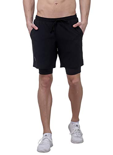 Image of TRUEREVO - 2 in 1 Running Sports Shorts for Men with Mobile Phone Pocket - Quick Dry & Lightweight Moisture-Wicking Active Wear, Gym Shorts for Men Workout - Double Layer Half Pant with Inner Tights