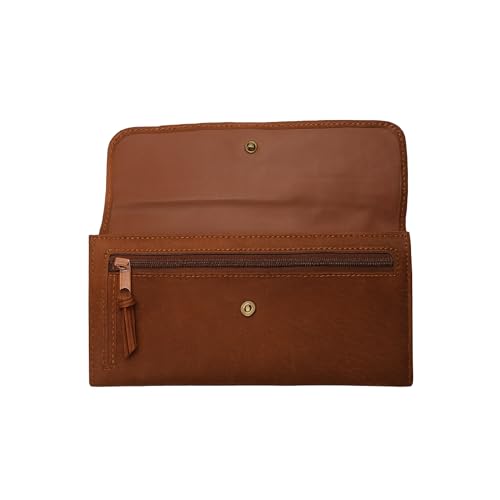 Genuine Leather Wallet – Slim Brown Clutch with Snap Closure, Card Slots, and Zippered Coin Pocket for Men & Women4