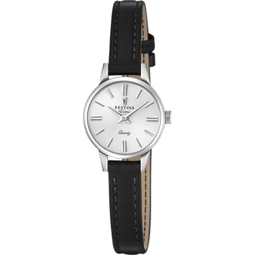 Festina Orologio Donna F20260/1 Outlet cassa di Acciaio inossidabile 316l Grigio cinturino in Pelle Nero