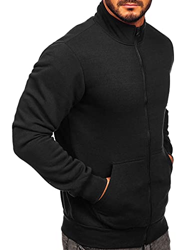 Men's Track Jackets Black Lightweight Sweatshirts Full Zip Up Mock Neck Long Sleeve Tops with Pocket2