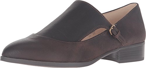 Nine West Women's Nyessa Leather Monk Strap Flat, Dark Brown, 6.5 M US