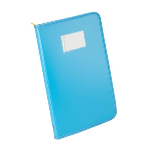 Image of Worldone Zipper Display Book Folder for Documents, with Name Card, Made of 0.8mm Virgin PP Material with 20 Bound Plastic Binder Sleeves, Size FC (fullscap), Radiant Blue, Set of 1