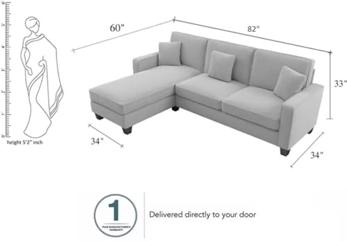 Image of Torque - Moscow 4 Seater Mini L Shape Fabric Sofa Set (Left Side, Light Grey) for Living Room, Bedroom, Home, Office Furniture | 1 Year Warranty.