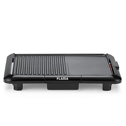Flama Grillplatte 4723FL, 2000 W, Aluminium, Kochfläche 360 x 255 mm, Thermostat, verstellbar und abnehmbar, Antihaftbeschichtung
