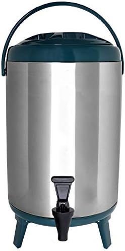 Vollum Stainless Steel Insulated Beverage Dispenser – Insulated Thermal Hot and Cold Coffee Carafe – 10 Liter Drink Dispenser with Spigot for Hot Water, Tea & Coffee, Cold Milk, Juice & More Teal