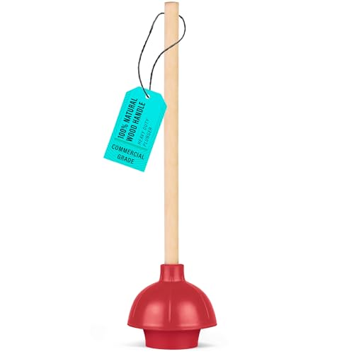 Image of SteadMax Heavy Duty Double Layer Toilet Plunger, Commercial Grade, Double Thrust Force, Red Rubber Cup with Wood Handle (22 inch, 1 Pack)