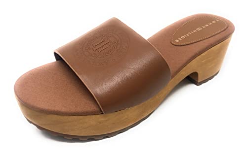 Tommy Hilfiger Leder Clogs Sandalen Sandaletten Pantoletten Schuhe (Braun,...