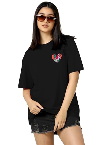 Image of TQH Women's Casual Printed Round Neck, Oversized Longline Drop Shoulder Boho Style T-Shirt