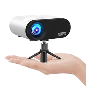 Mini Projector, VISSPL 1080P WiFi Bluetooth Portable Projector, Outdoor Movie Projector with Tripod, 15000L Home Video Projector Compatible with iOS/Android Phone, Tablet,Laptop,TV Stick,HDMI,USB