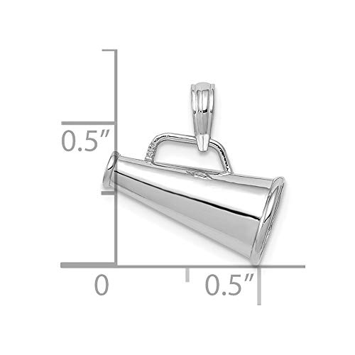 10k White Gold 3 D Small Megaphone Pendant Charm Necklace Sport Cheerleading Fine Jewelry For Women Gifts For Her - Thumbnail 3