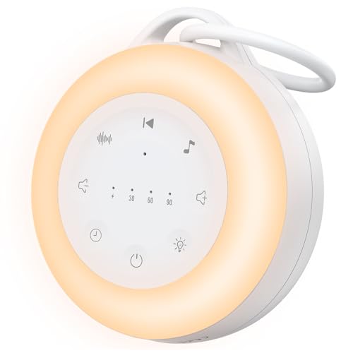 YGiTK Máquina de Ruido Blanco para Dormir Bebé,24 Sonidos Relajantes,Máquina de Sonido Portátil,Variedad de Sonidos Naturales con Luz Nocturna Temporizador para Niños Guardería Sueño Meditación Yoga