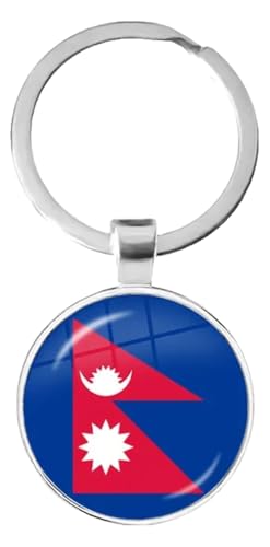 KREATIONS Portachiavi con bandiera nazionale, 25 mm, cabochon, Iraq Yemen Nepal, 7, S