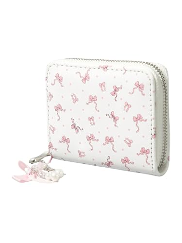 MakeMeChic Women's Cute Wallets Bow Pearls Small Wallet Coin Purse Cash Pocket with Zipper Multicolor One-Size
