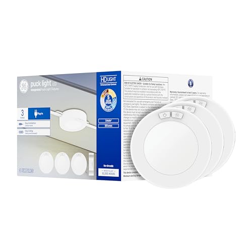 GE LED HD+ Undercabinet Puck Light Fixture, Linkable Plug-in Fixtures