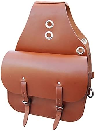 Cowhide Genuine Leather Western Equestrian Trail Simple Horse Saddle Bag Pack Equipment Horse Saddle Bags Tack Set Accessories Size: 10” L x 10” W x 3 ½” D inches, MO-SBAG-01