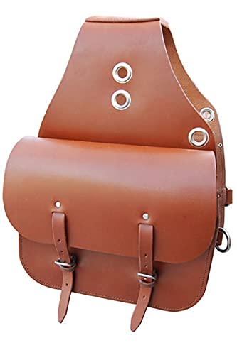 HUMAYL SADDLERY Horse Saddle Bag Cowhide Genuine Leather Western Equestrian Trail Simple Pack Equipment Horse Saddle Bags Size: 10” L x 10” W x 3 ½” D inches, BAG01