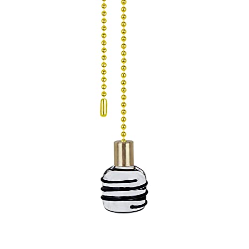 Image of Aspen Creative 20508-11, 12 inch Clear with Black Line Glass Knob Copper Pull Chain, Clear & Black, 2 Pack