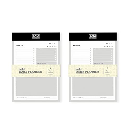 Image of SOLO Set of 2 Daily Planner, Undated, To Do List, 90 Tear Off Sheets, B5, 7 inchx10 inch Pad, Daily Schedule Planner, 80 GSM Paper