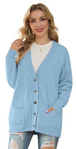 Image of GRECERELLE Women's 2025 Fall Cardigan Sweaters Oversized Open Front Button Knit Outwear Coats with Pockets