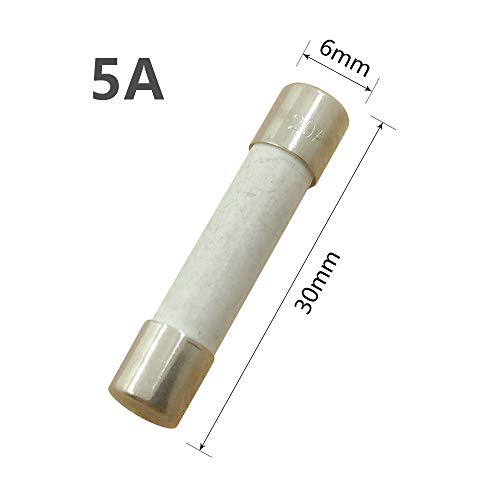 YOLISTIC (Pack of 10) 5 Amp Slow-Blow Time Delay Fuse Ceramic 6x30mm