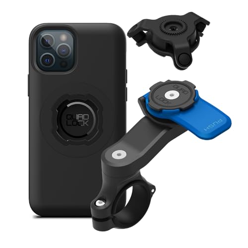 Quad Lock Support Téléphone pour Guidon de Moto avec Amortisseur de Vibrations et Coque MAG pour iPhone 12/12 Pro